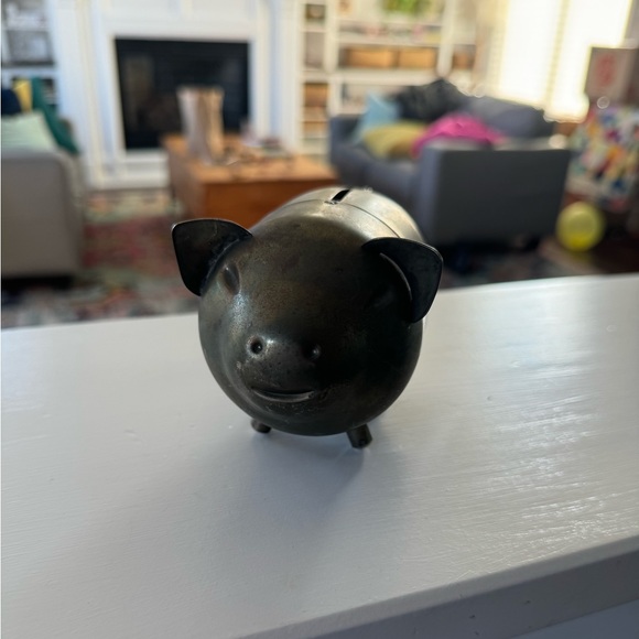 Vintage Napier Silver Plated Brass Piggy Bank MCM - Picture 2 of 6